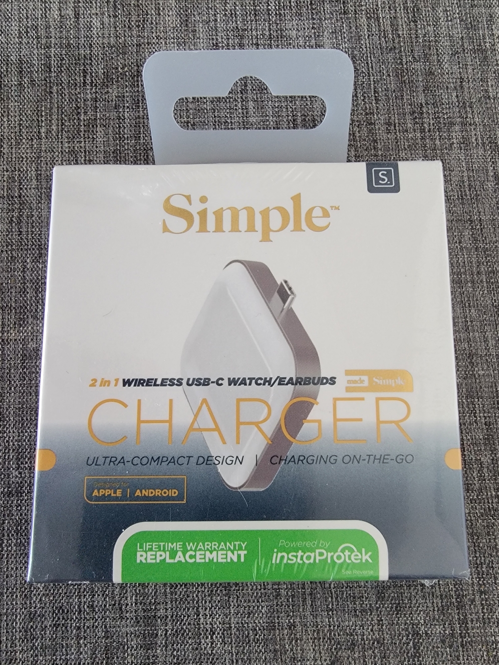 Simple 2-in-1 Wireless USB-C Watch/Earbuds Charger — Compact